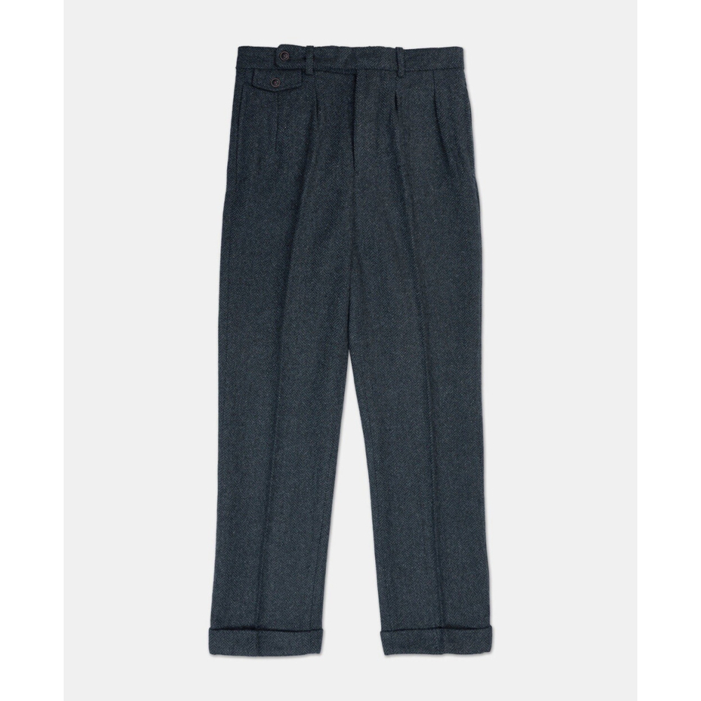 1930s American Style Herringbone Navy Tweed Trousers Annual Ring SZ L